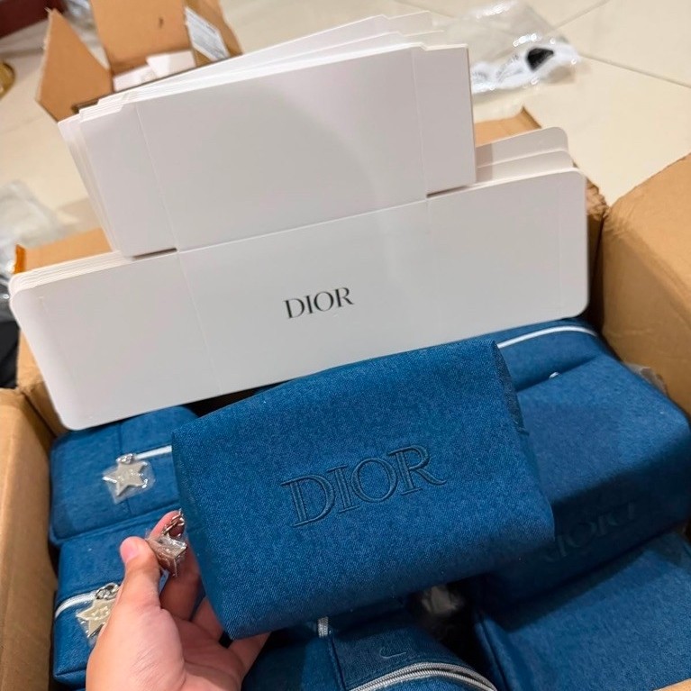 Dior Blue Denim Cloth Pouch Make Up 300k + adm (never used, bs nego tipis)