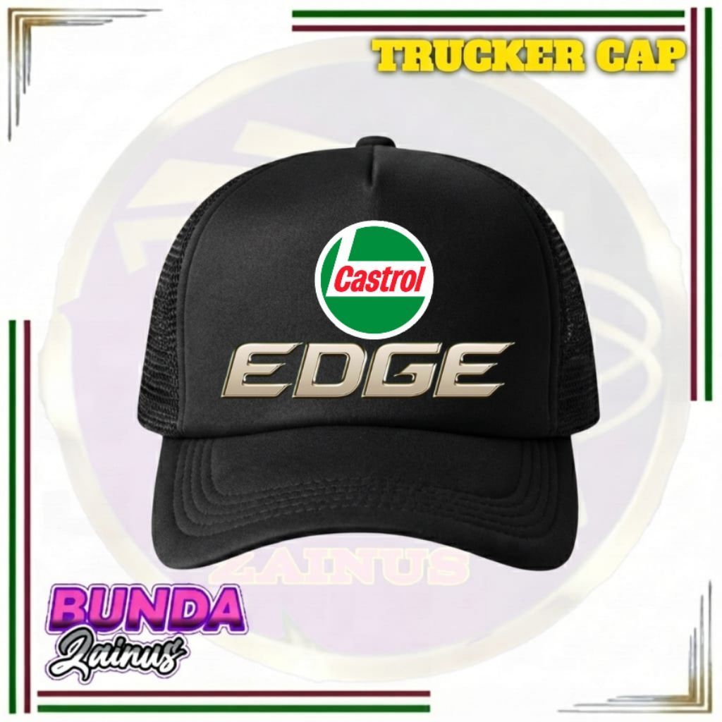 Topi Jaring Mutif CASTROL EDGE Trucker Cap Topi Dewasa Unisex