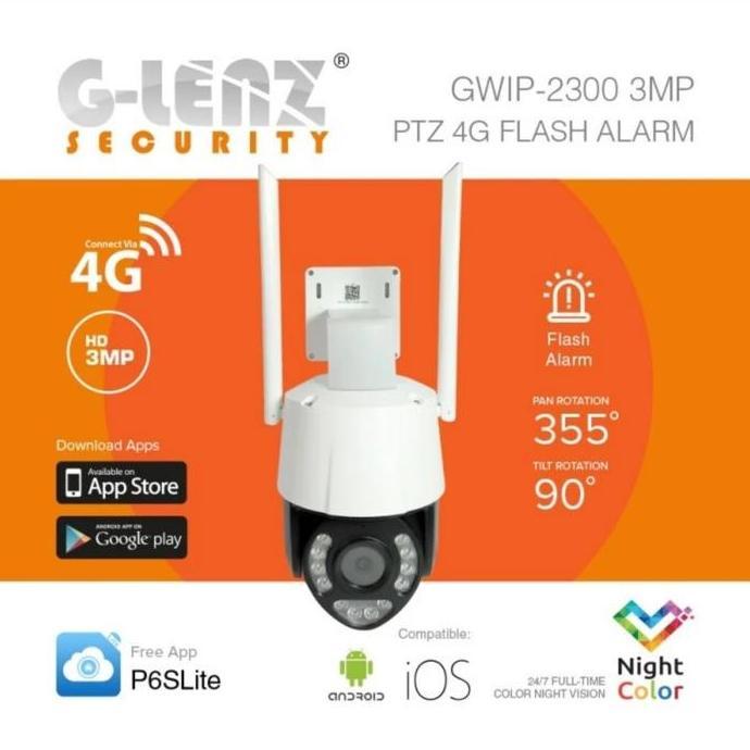 NEW GLENZ CCTV TANPA WIFI SIM CARD 4G PTZ CAMERA GWIP 2300 (3MP)