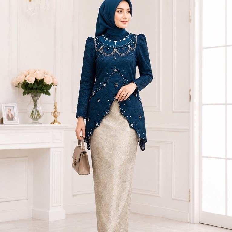 Kebaya Rounce Brukat Wanita Elegan | Atasan Kebaya Modern | Baju Kondangan