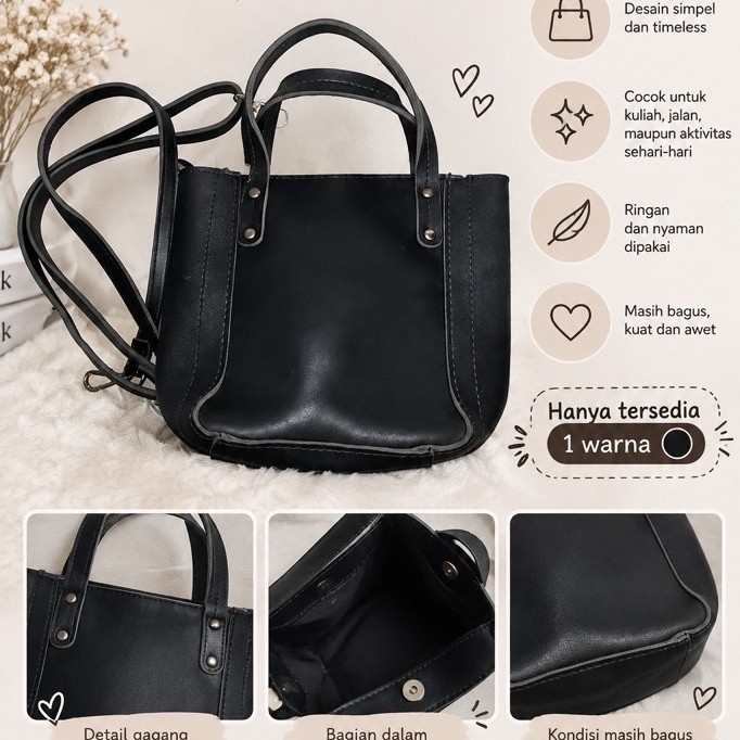 Tas Miniso hitam berbahan tebal - Preloved