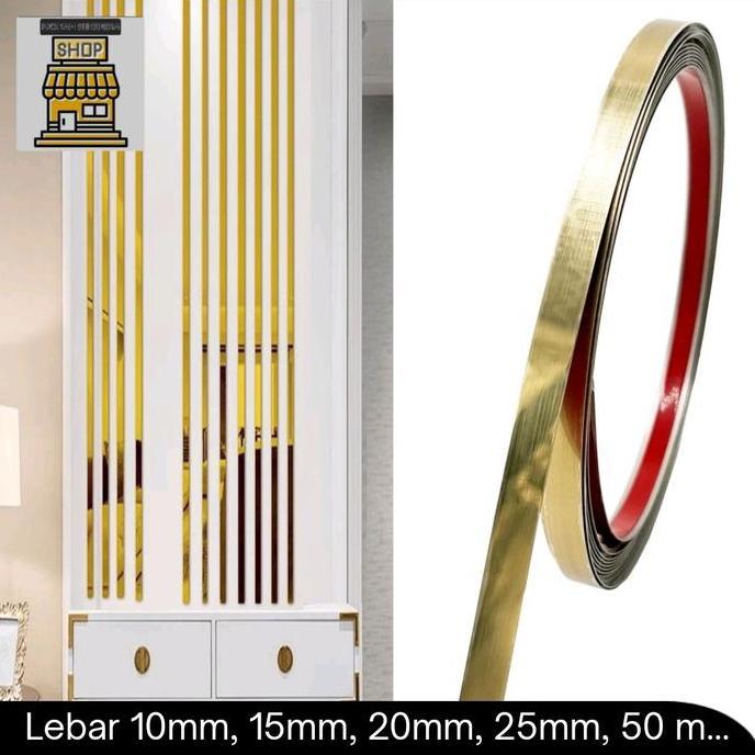Plat Strip List Gold Mirror / List Interior Stainless Huben 3 Meter