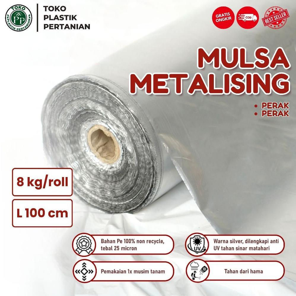 Plastik Mulsa Perak 1 Roll 8 KG Mulsa Grenjeng Lebar 100 cm