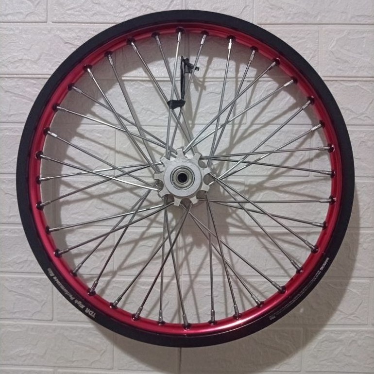 Velg Jari - Jari TDR Ring 17 - 140 Depan Honda Beat Vario Scoopy Hitam Merah - Tromol Belimbing