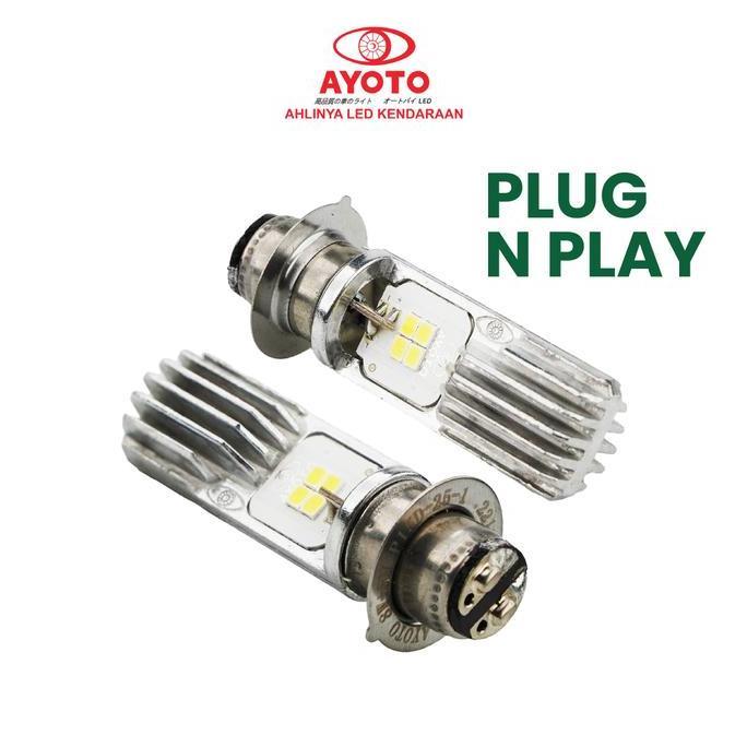 Promo LAMPU LED MOTOR AYOTO M2B H6 HI LO 1500LM 4 CHIP CAHAYA TERANG FOKUS KUNING PUTIH MOTOR BEBEK 