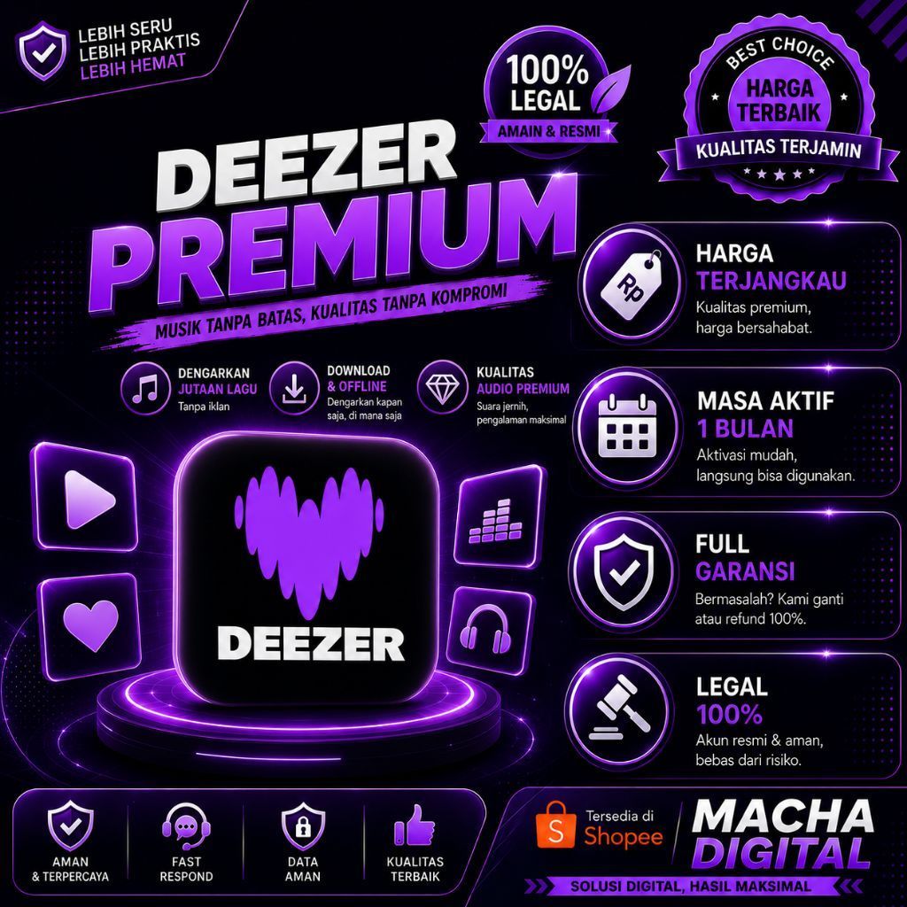 DEEZER PREMIUM 1 BULAN PRIVATE FULL GARANSI