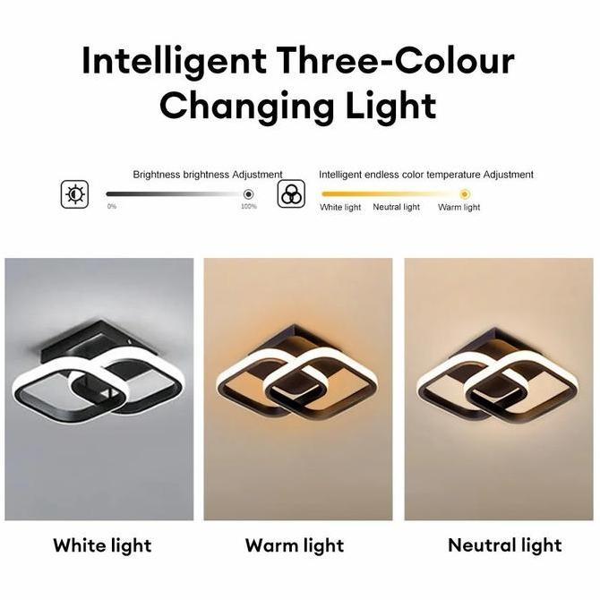 Lampu Plafon Minimalis Modern Lorong Lampu Gantung Hias Ring 24W 3 Warna Ruang Tamu Kamar Tidur PVC 