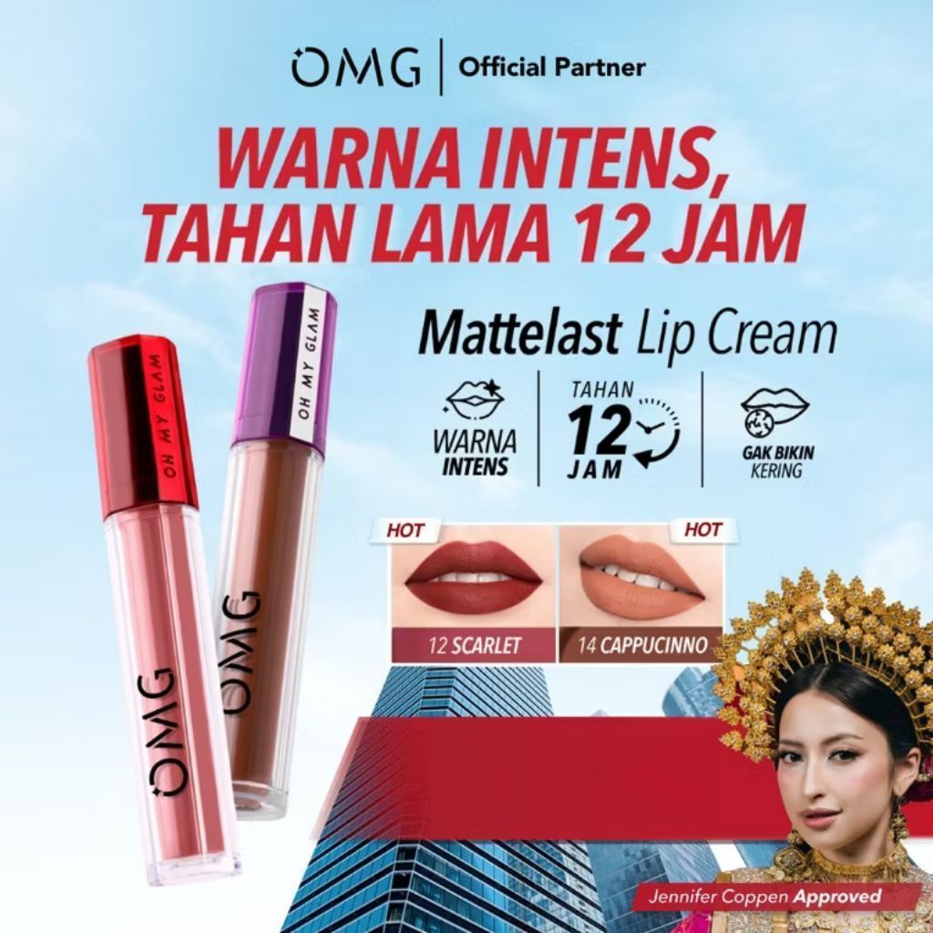 OMG Lip Cream Oh My Glam Mattelast 2.9gr. OMG No 10 , No 11, No 14, No 21