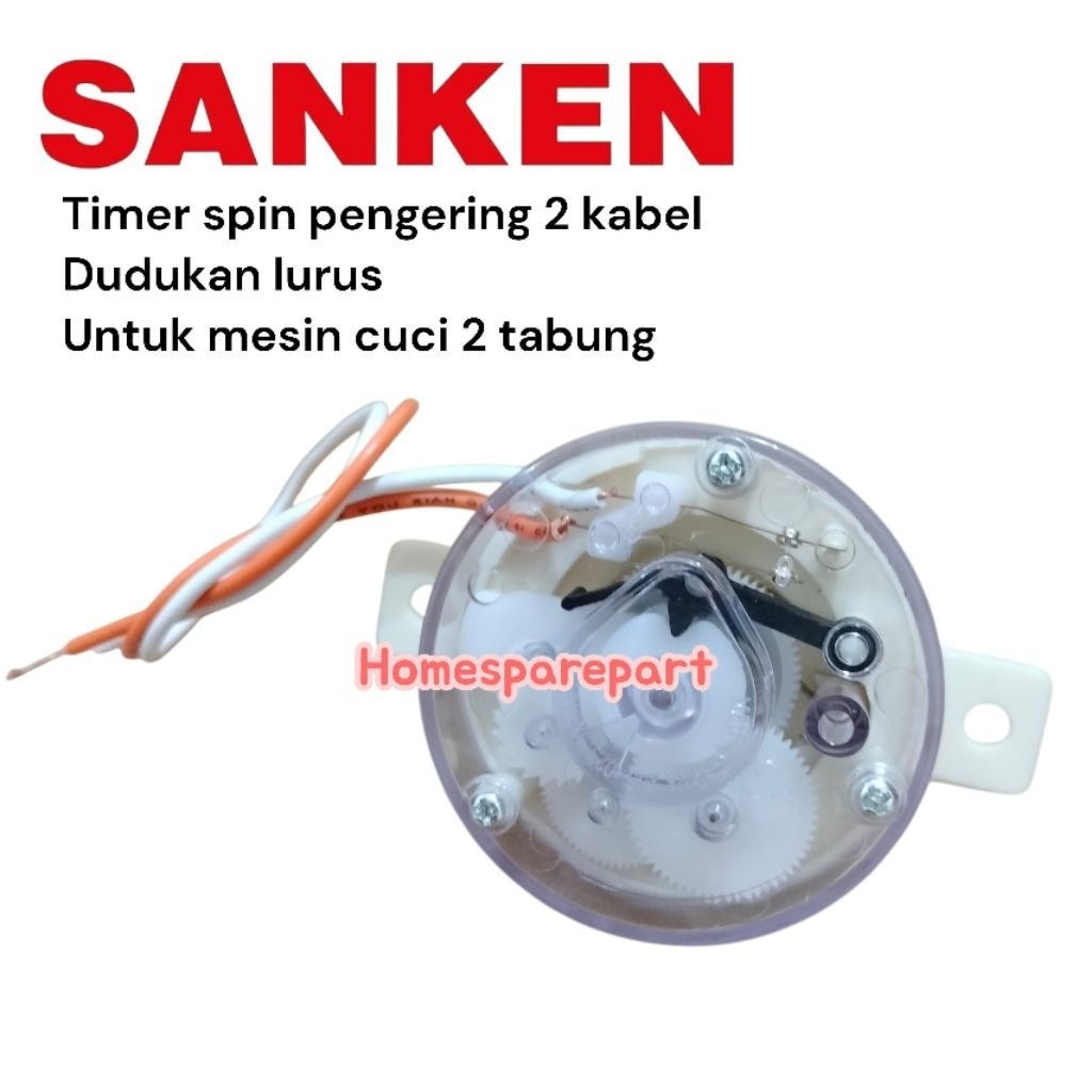 Timer spin pengering 2 kabel mesin cuci Sanken  2 tabung model dudukan lurus