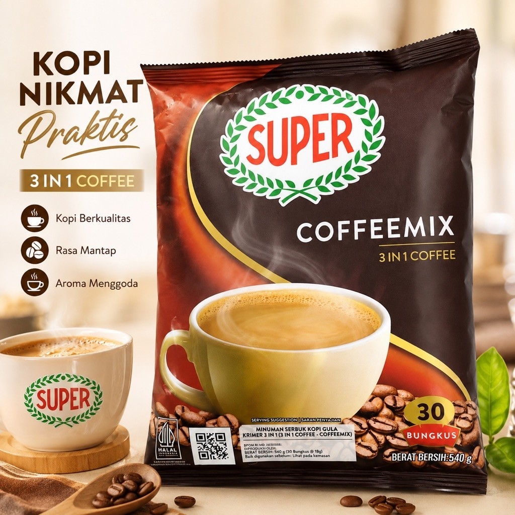 Super CoffeeMix Minuman Serbuk Kopi 3in1 30sachet Kopi super coffee mix 3in1