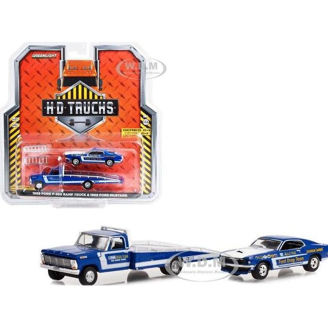 33240-A GREENLIGHT 1969 FORD F-350 RAMP TRUCK & 1969 MUSTANG FORD DRAG