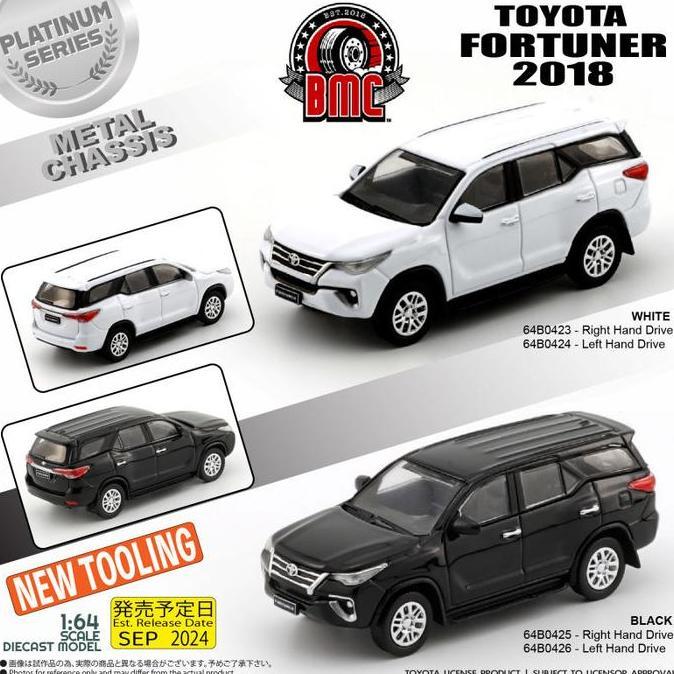 64B0423 64B0425 - BMC BM Creations 1/64 - Toyota Fortuner 2018 Black White RHD Diecast Mobil Mainan 