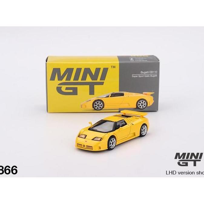 MiniGT 866 - Bugatti EB110 Super Sport Giallo Bugatti - Diecast Mobil Mainan Miniatur