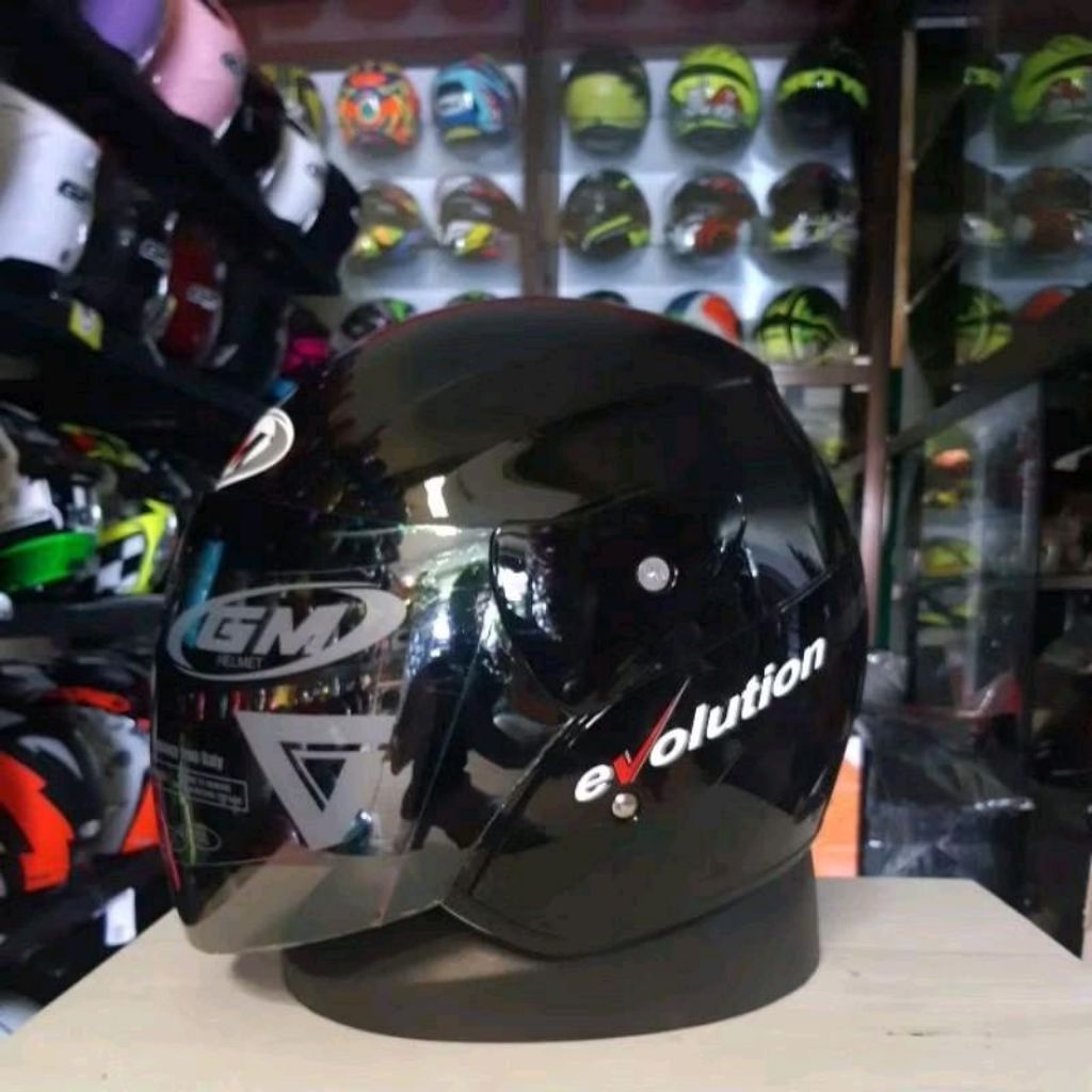 GM EVOLUTION HITAM DOP / HITAM METALIK /GM EVO POLOS Helm Motorcycle