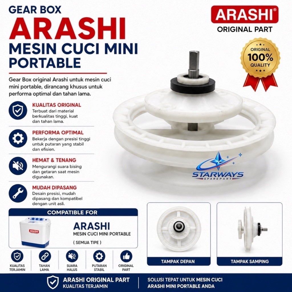GEARBOX MESIN CUCI PORTABEL MINI ARASHI