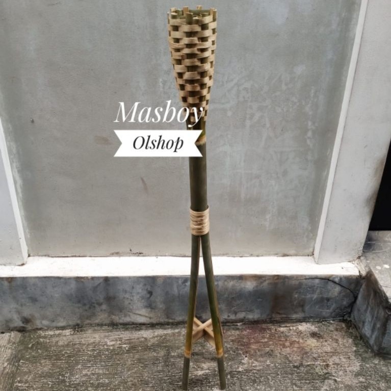 obor bambu/obor lampu hias taman/pot bambu hiasan/panjang 1 meter