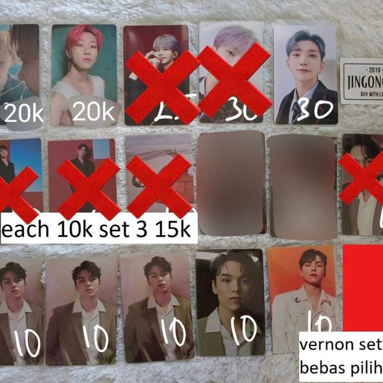 (BACA DESKRIPSI) Seventeen photocard 
t. ina pob bene pc jun the8 minghao jeonghan joshua vernon min
