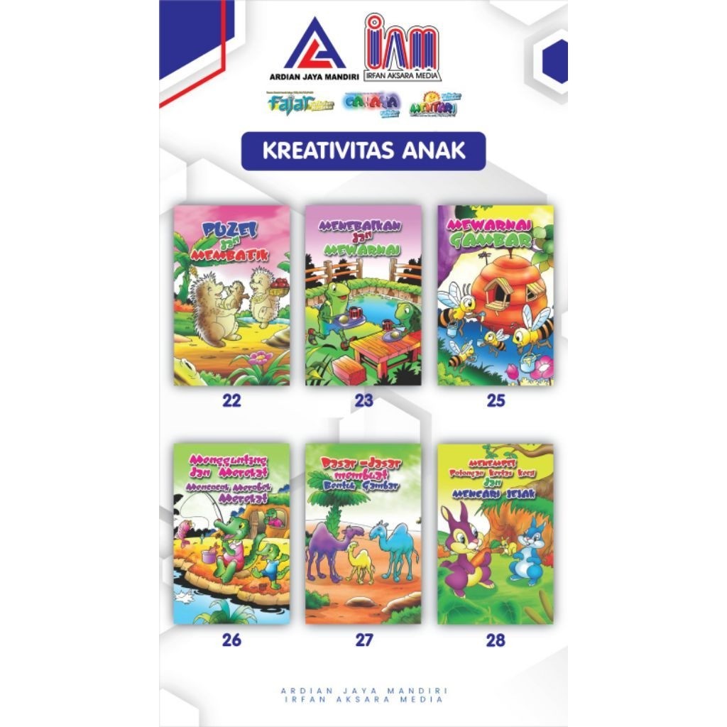 Paket Buku Kreativitas Anak TK / PAUD - Mewarnai, Menggunting & Menempel ardian jaya mandiri