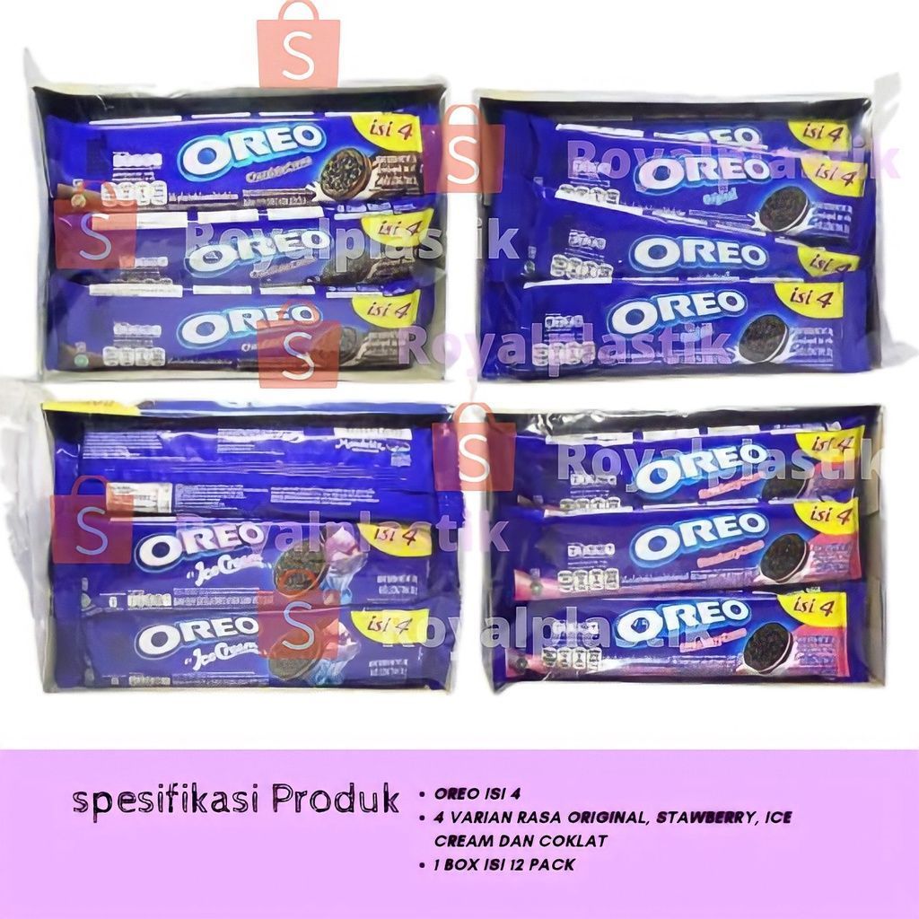 Oreo Biskuit sachet isi 4 keping dijual per BOX tersedia rasa Original, Coklat dan Strawberry