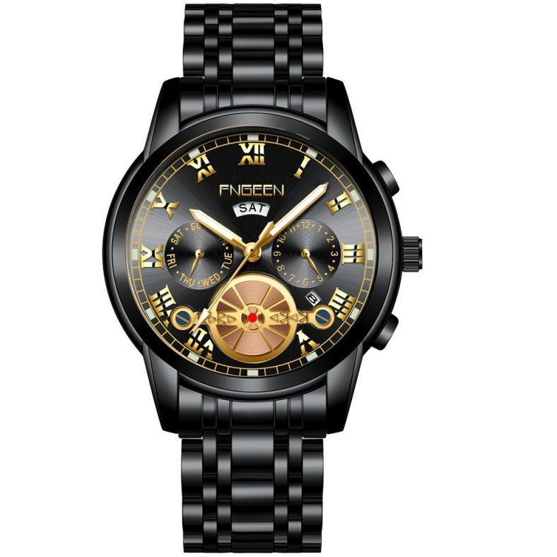official fngeen 4001 jam tangan pria luxury stainless steel quartz original anti air watch