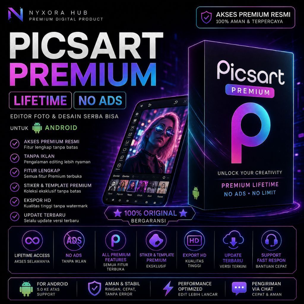 Picsart Premium Lifetime No Ads untuk Android Editor Foto & Desain Serbaguna