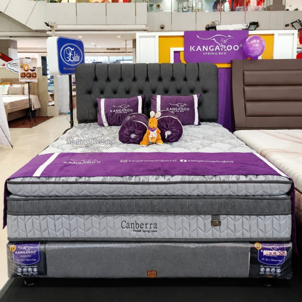 New Kangaroo Springbed Canberra Pocket Latex  - Kasur Springbed Matras Full Set All Size