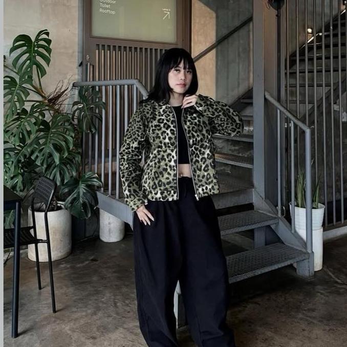 Keceabis- Work Jacket Pattern Leopard | Jaket Boxy Motif Macan Ranting