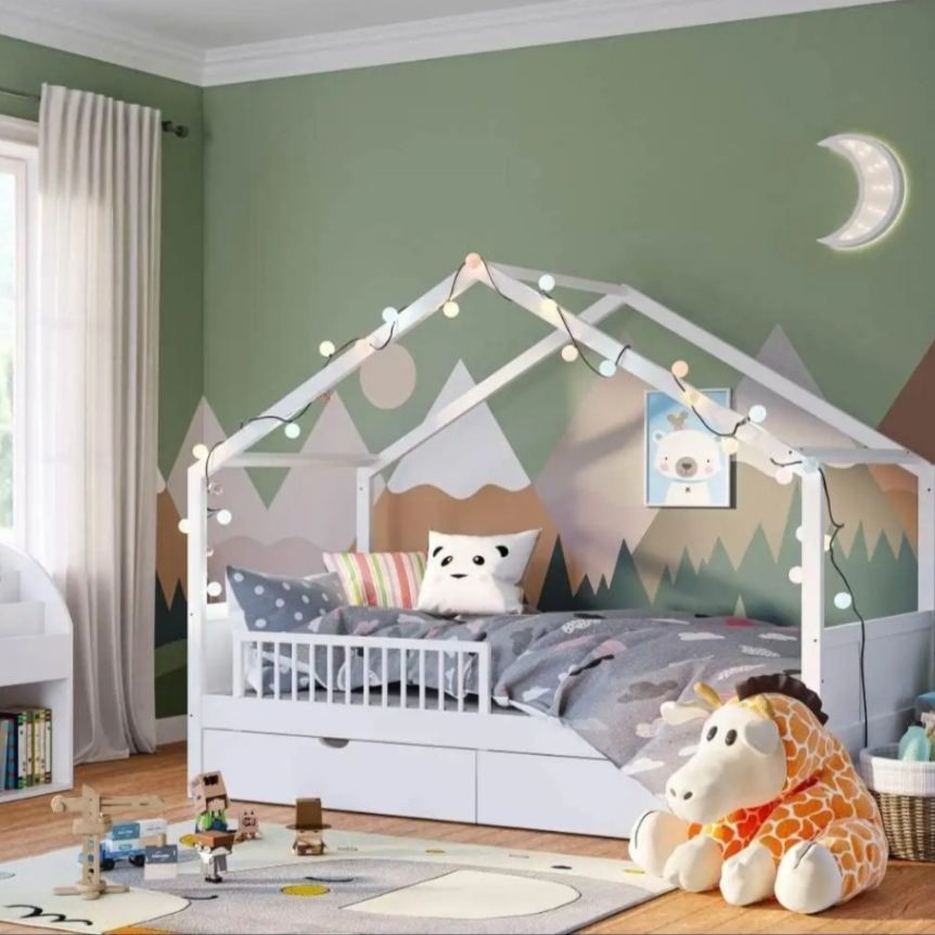 tempat tidur anak minimalis lucu bahan kayu jati landa pinos cocok untuk menjadi rungan dilamar anak