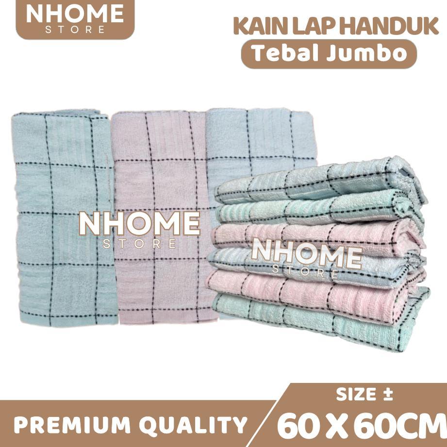 JYA Serbet Dapur 1 Lusin Tebal Jumbo Lap Kain Dapur Handuk Lap Piring 60 x 60 cm