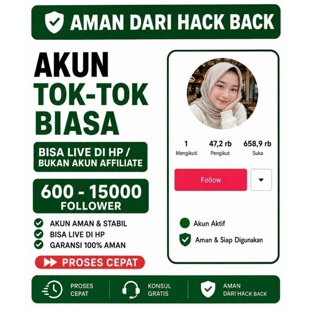 Akun TikTok Murah  Bisa Live Hasil FYP Garansi Anti Hack Back
