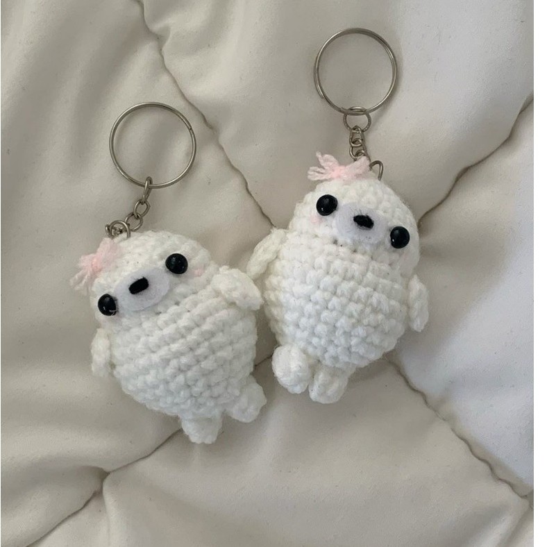 Gantungan Kunci Rajut Anjing Laut Lucu / Keychain Amigurumi White Seal Cute DIY Bag Charm Aesthetic