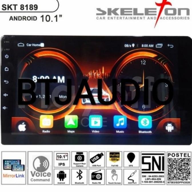 HEAD UNIT TAPE MOBIL DOUBLE DIN SKELETON ANDROID OS 9.0 LAYAR 10 INCH