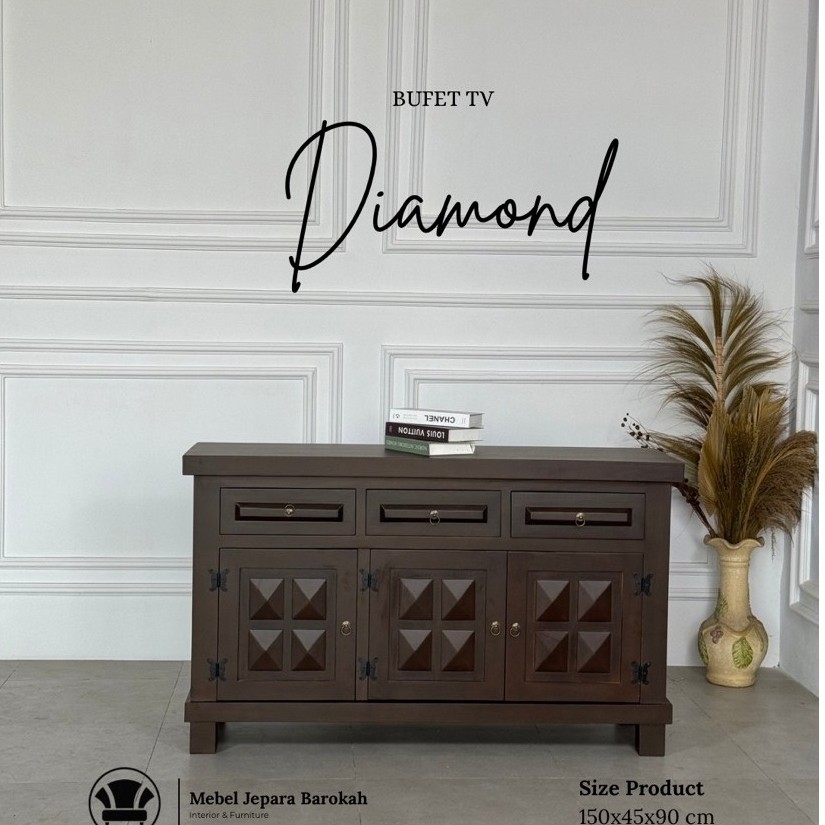 Meja Bufet Tv Diamond Minimalis Kayu Jati