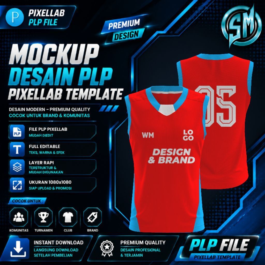 Template Mockup Jersey Singlet Front & Back - Plp Pixellab