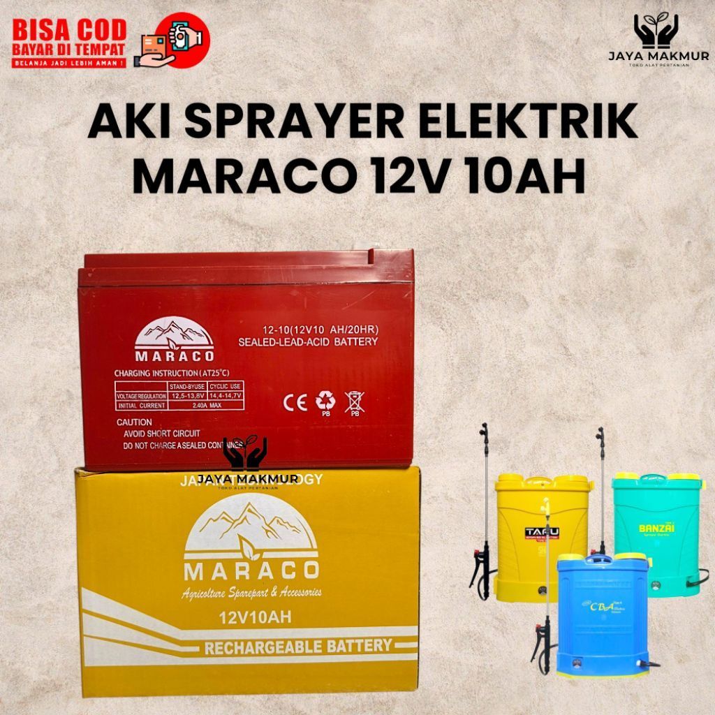 AKI Sprayer Elektrik Maraco 12V 10AH Rechargeable Battery Sealed-Lead-Acid