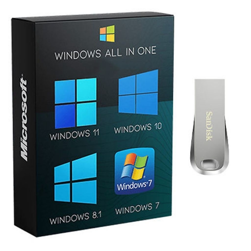 Windows All In One 7, 8.1, 10, 11 X64 Bit + Flashdisk