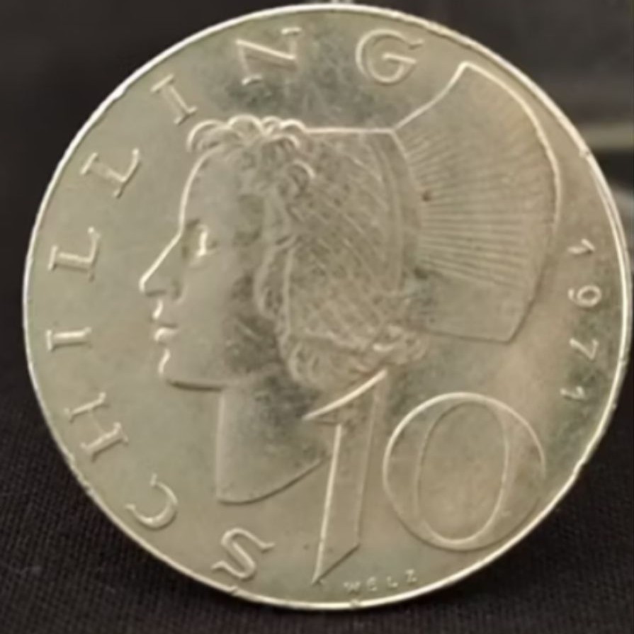 Uang Koin Kuno Austria 10 Schilling 1971 Bahan Perak Asli