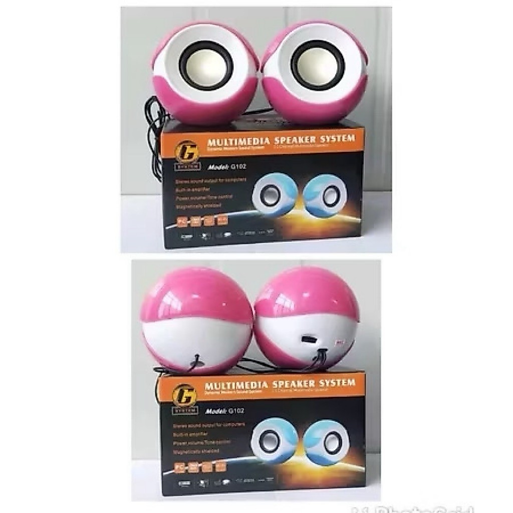 Speaker komputer dan laptop G102 multimedia dua speaker warna pink