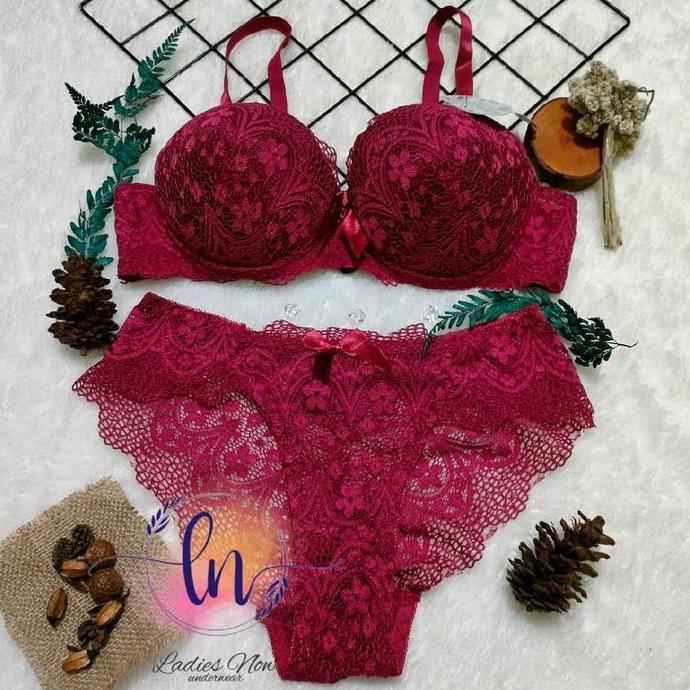 King Store ID - Bh Dan Cd Satu Stel Pakaian Dalam Wanita Import BRA + CD SETELAN Bh Busa Renda Motif