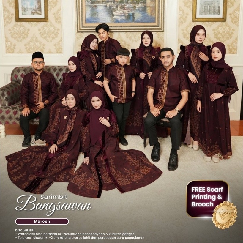 READY Sarimbit Bangsawan Maroon ORI Coverme FREE SCRAF PRINTING DAN BROSH EXCLUSIVE (MASIH BAYAR DP)