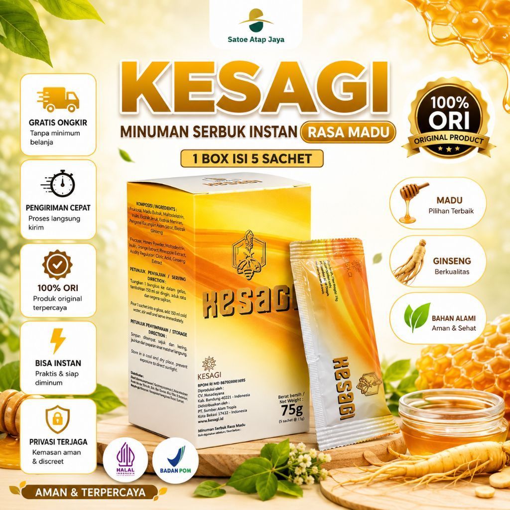 KESAGI ORIGINAL MINUMAN SERBUK INSTAN RASA MADU 1 BOX ISI 5 SACHET HALAL BPOM