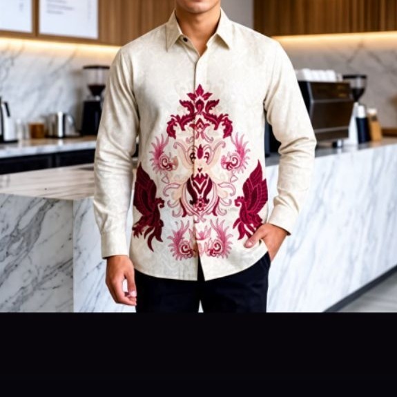 kemeja batik elegan/kemeja batik parang merah