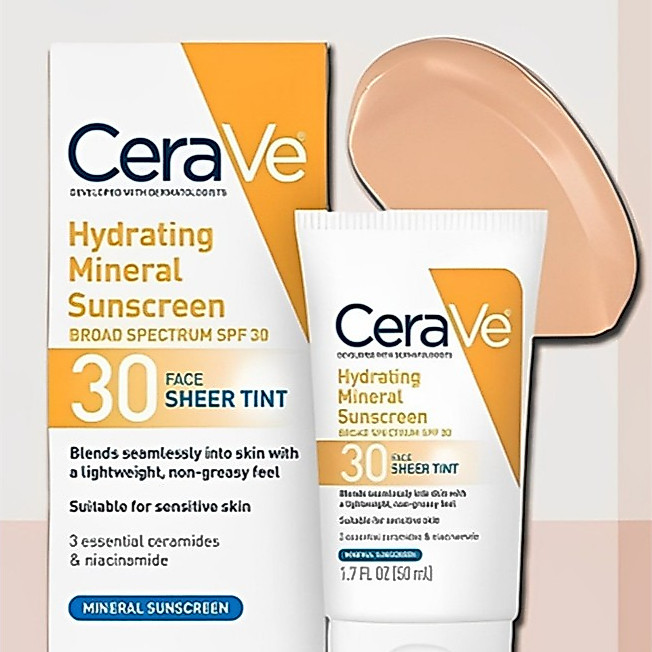 CeraVe Sunscreen/CeraVe Hydrating Mineral Sunscreen Broad Spectrum SPF 30 50ml/Cerave Hydrating Mine