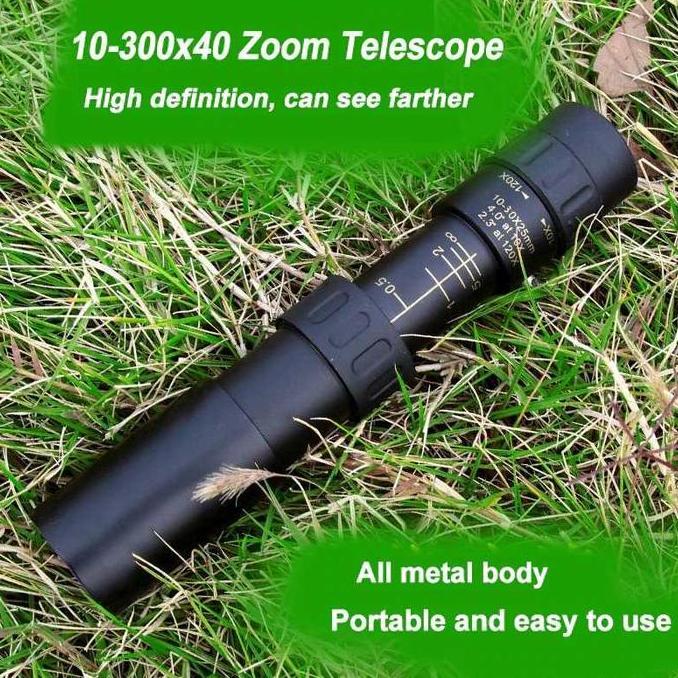 EIRDJA Teropong Keker Jarak Jauh Berburu Monocular Zoom Telescope 10-300x40