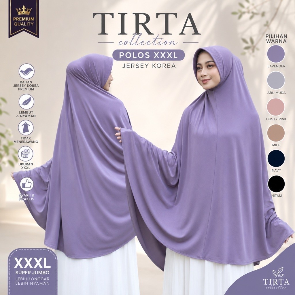 cod,jilbab bergo  TIRTA jumbo syar'i size Xxxl hijab instan sorong bahan Jersey Korea premium Khimar