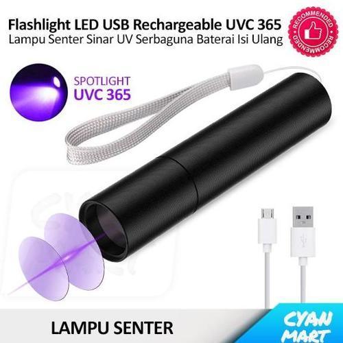 Lampu Senter UV Flashlight LED Ultraviolet UVC 365 Aluminum USB