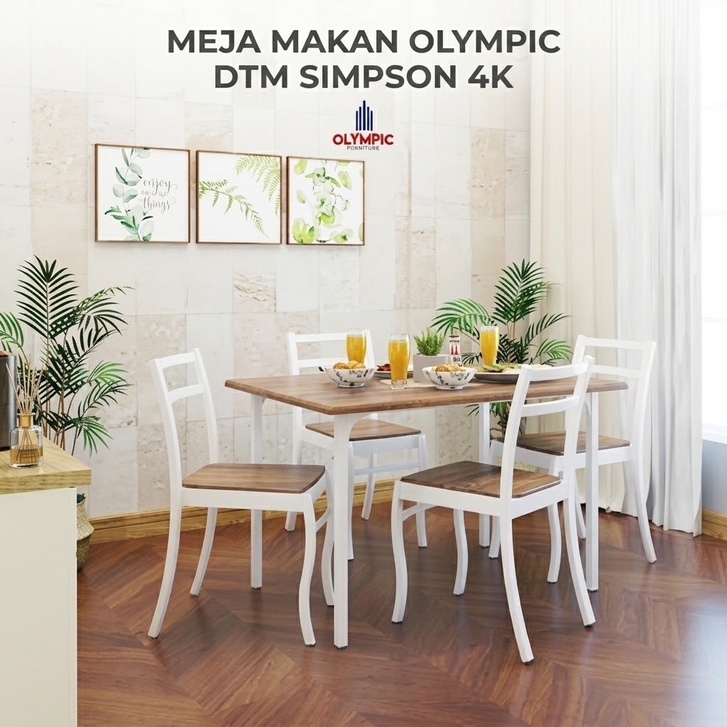 Meja Makan Olympic DTM Simpson 4K Set Meja dan Kursi Dapur Minimalis / Meja Makan Olympic DTM SIMPSO