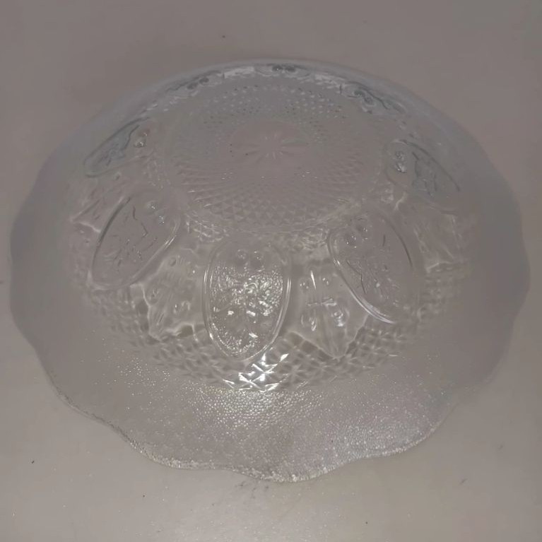 Piring Makan Bening Beling Kaca Motif Bunga 18.5cm 1Pcs Tidak Pecah