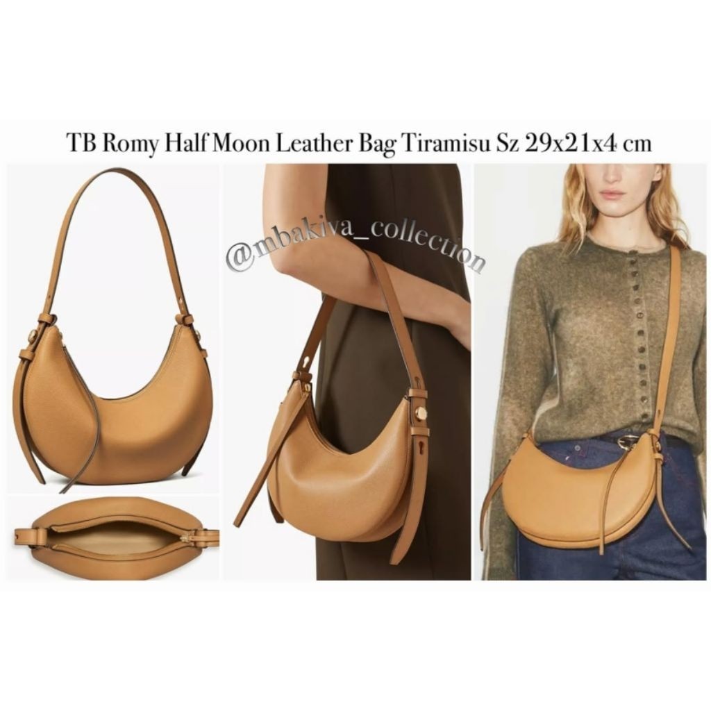 TB Romy HalfMoon Leather Bag Tiramisu