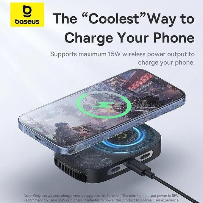 BASEUS PHONE COOLER MAGNETIC 15W WIRELESS CHARGING GAMING RADIATOR WITH MOBILE PHONE STAND FOR IPHON